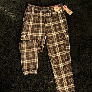 ShoSho Lounge Brown and Cream Plaid Joggers